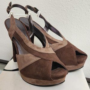 Nine West suede platform peep-toe slingback heels - NIB